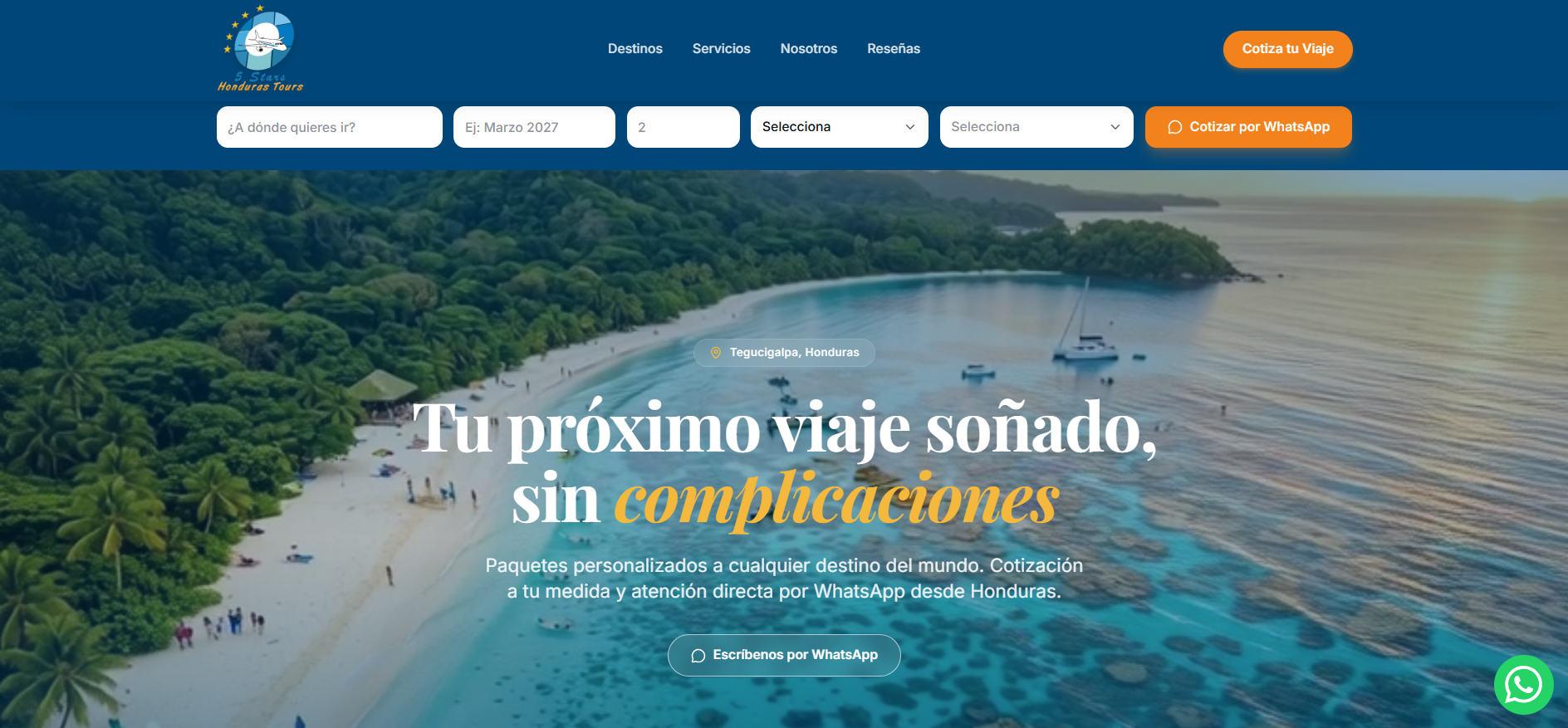 5 Stars Honduras Tours — sitio web
